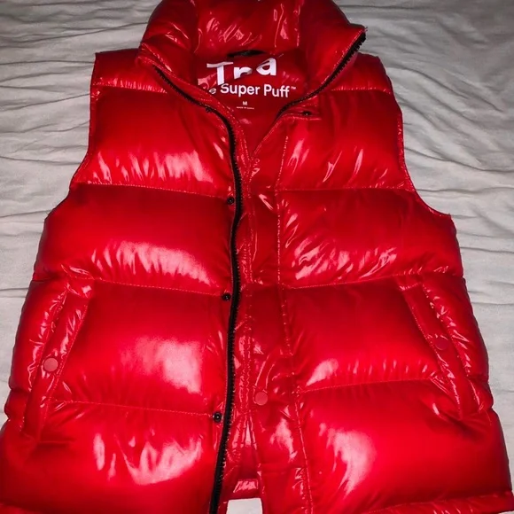 Aritzia TNA high gloss red super puff vest